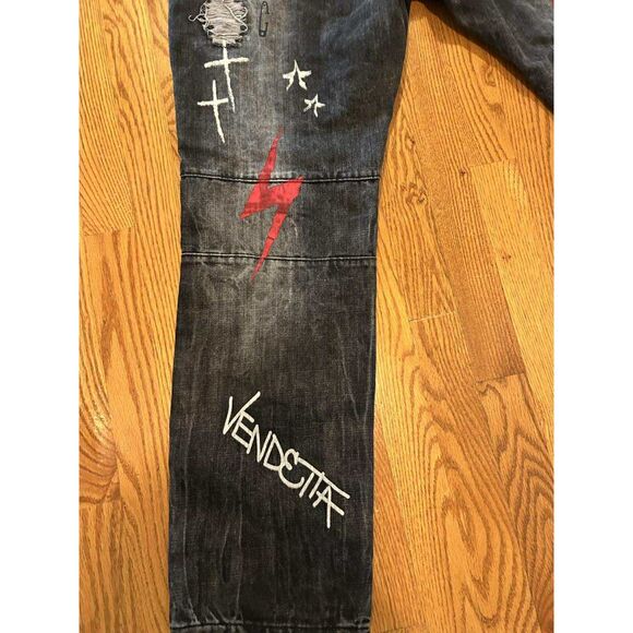 Makobi Men's Black Jeans 38 x 32 96281 Trap or Die - Picture 8 of 11